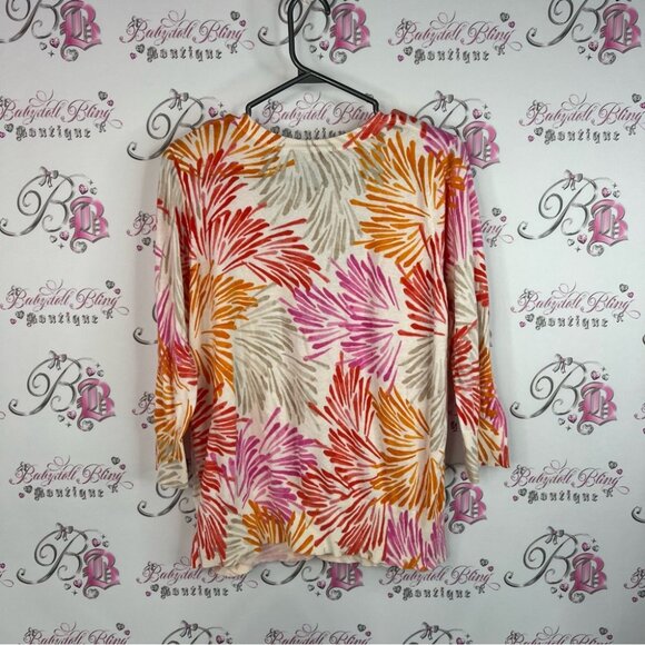 Lane Bryant cardigan fireworks flowers π Leaf Print Women's Top buttons - Picture 2 of 9